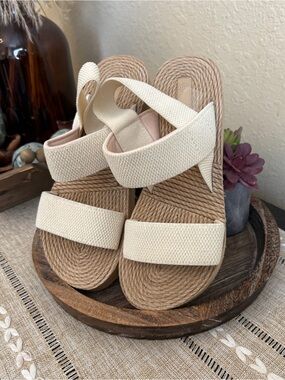 Neutral beige wedge sandals  size 39 Euro